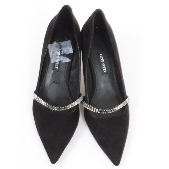 Nine West Rhinestone Strap Pointy Toe Kitten Heel Pumps Formal Party Women's 6M - Picture 6 of 9